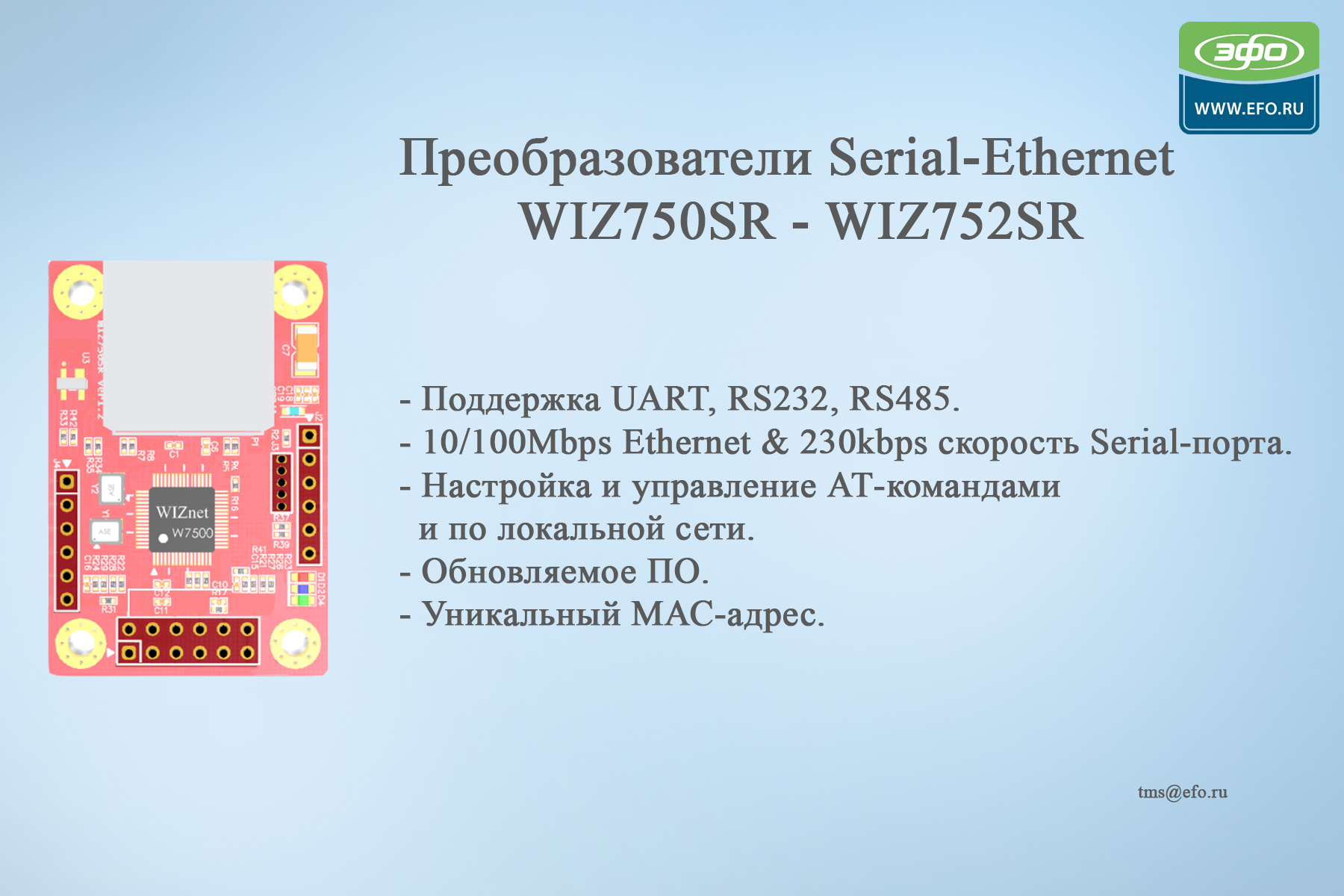 Serial-Ethernet  модули WIZ750SR и WIZ752SR, и начало работы с ними